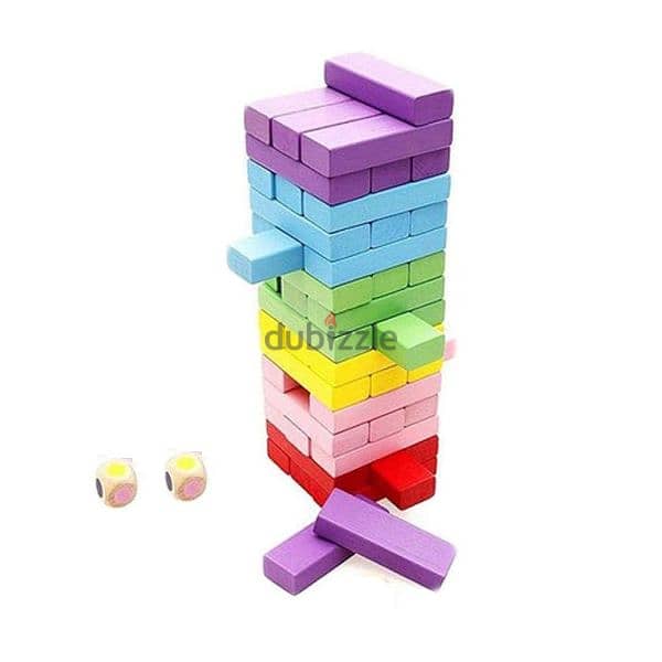 Colorful Wooden Block Puzzle Game Tower 48 Pcs 0