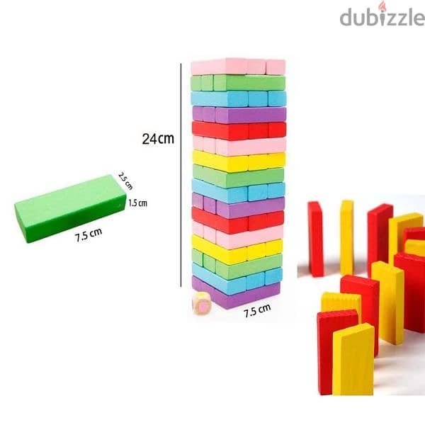 Colorful Wooden Block Puzzle Game Tower 48 Pcs 1