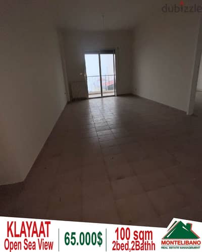 100 sqm apartment for sale in Klayaat with an open sea view