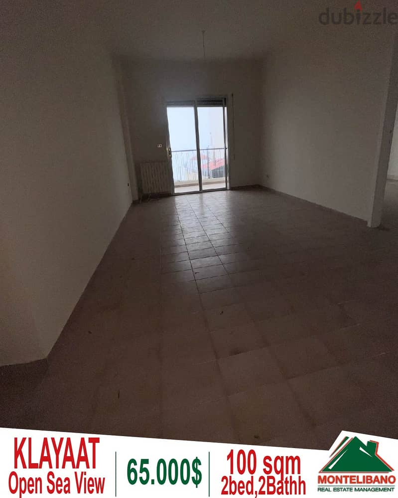 100 sqm apartment for sale in Klayaat with an open sea view 0