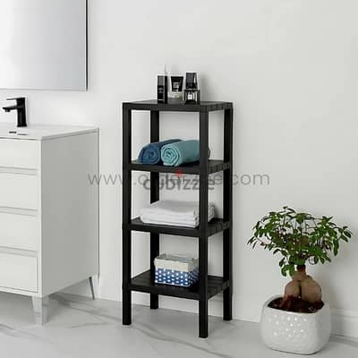 4-Shelf Organizer Stand – Durable & Stackable w/ Wood Effect