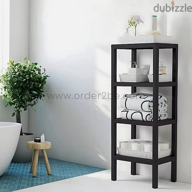 4-Shelf Organizer Stand – Durable & Stackable w/ Wood Effect 3