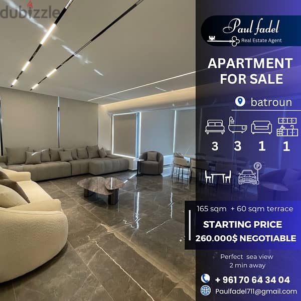 luxurious apartment for sale in batroun 0