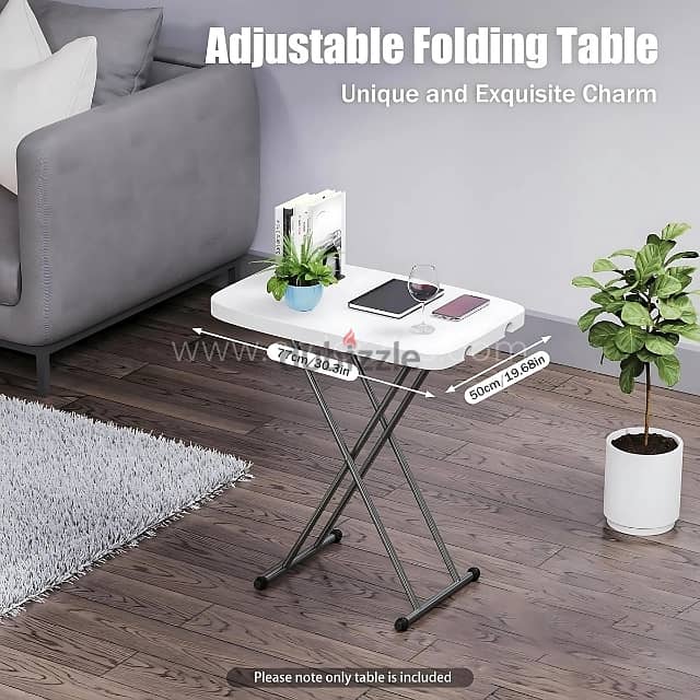 3-Height Folding Coffee Table w/ Steel Frame for Home & Camping 5