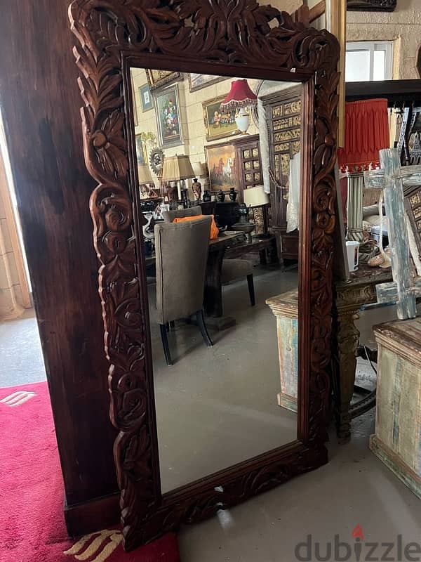 solid wood teak engraved mirror 3