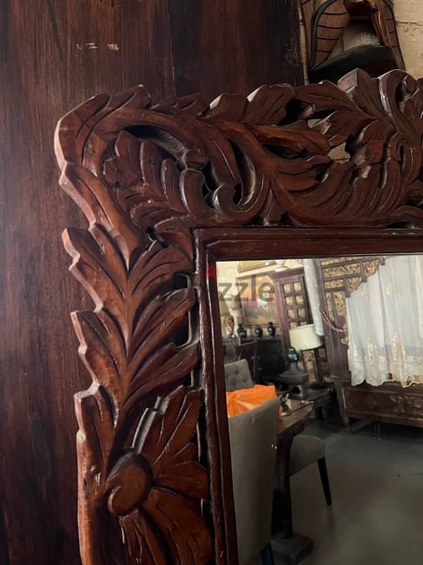 solid wood teak engraved mirror 4