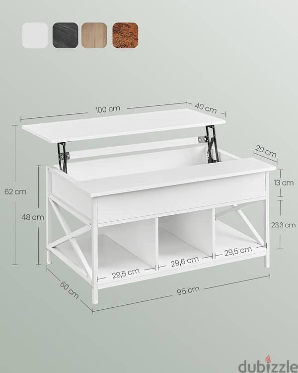 VASAGLE Coffee Table, Lift-Top Table 1