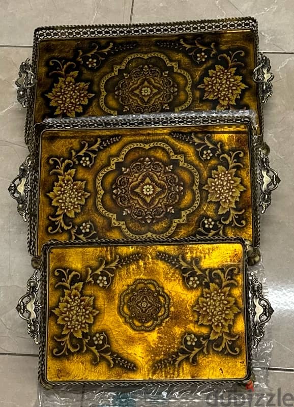 (٣ قطع) طقم صواني  tray set (3pieces) 1