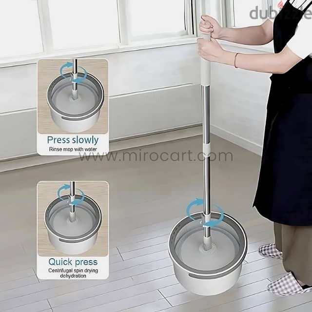 Hands-Free Spin Mop w/ Water-Efficient Bucket & Microfiber Head 1