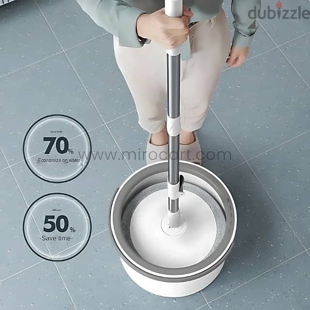 Hands-Free Spin Mop w/ Water-Efficient Bucket & Microfiber Head 2