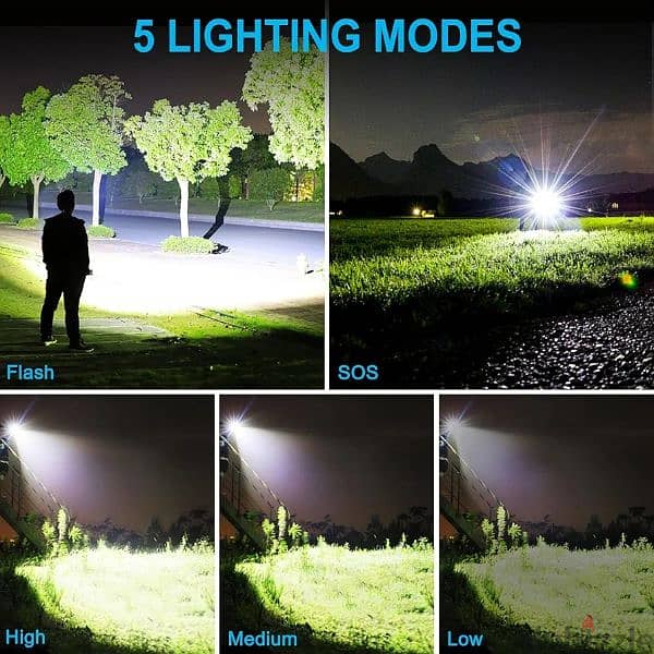 Rechargeable Zoomable Torch, Super Bright, XHP90.2 Waterproof 5 Modes 2