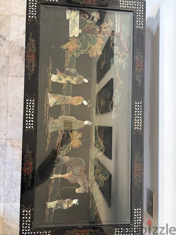 Antique Chinese Mother of Pearl Set – 4 Wall Panels & Table 2