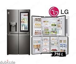 GRX39FMKBL LG InstaView 5 Door Black Fridge 716L براد 5 ابواب اسود