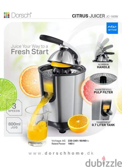 Dorsch 800ml Citrus Juicer Stainless Steel Body With Aluminum Handle