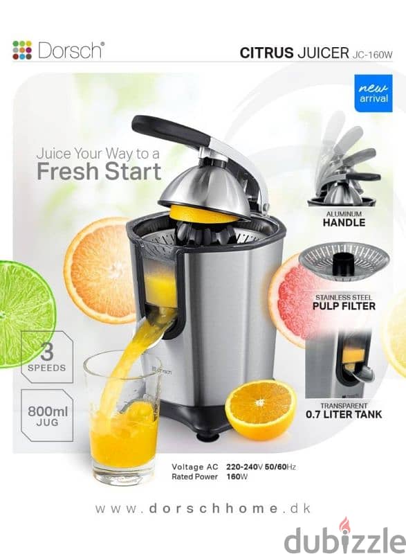 Dorsch 800ml Citrus Juicer Stainless Steel Body With Aluminum Handle 0