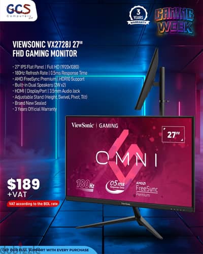 ViewSonic VX2728J 27" FHD Gaming Monitor