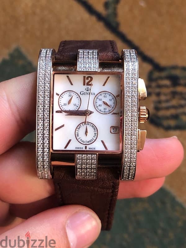 GENEVA WATCH ORGINAL SWISS MADE ساعة جينيف لأصلي سويسري  استعمل خفيف 8