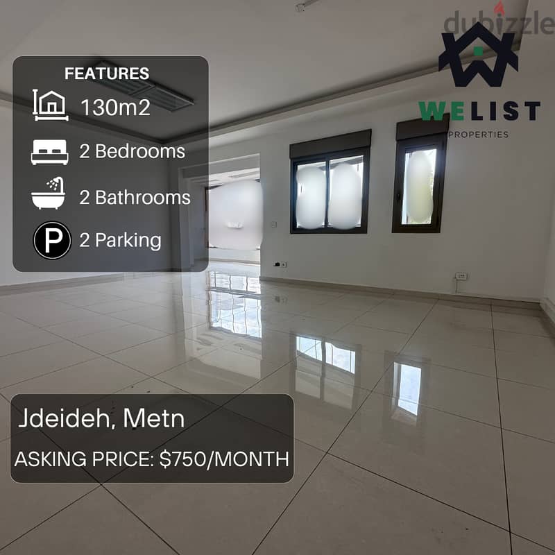 130sqm Aparrtment for rent in Jdeideh   REF: EA25MSJ130750R 0