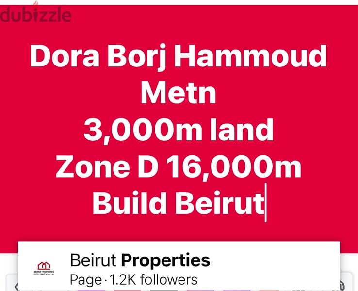 3000m Land Zone D construction 16,000m Dora Borj Hammoud Beirut 0