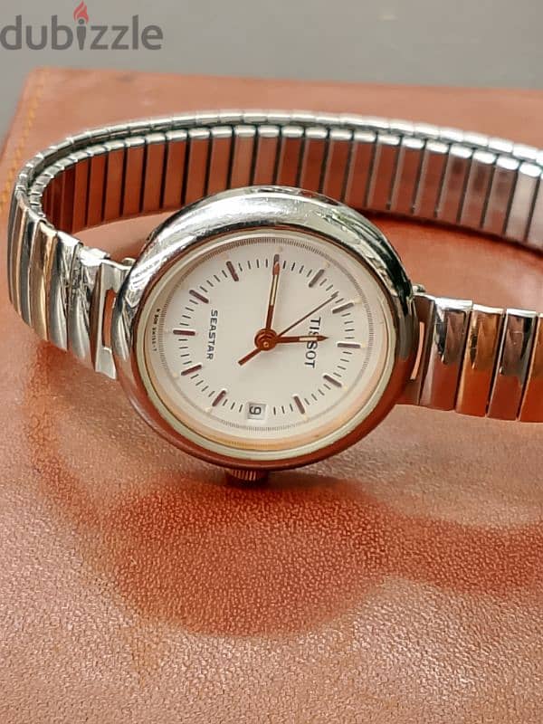 TISSOT Seastar N500A Vintage Watch Quartz Round Date Bracelet Swiss 2