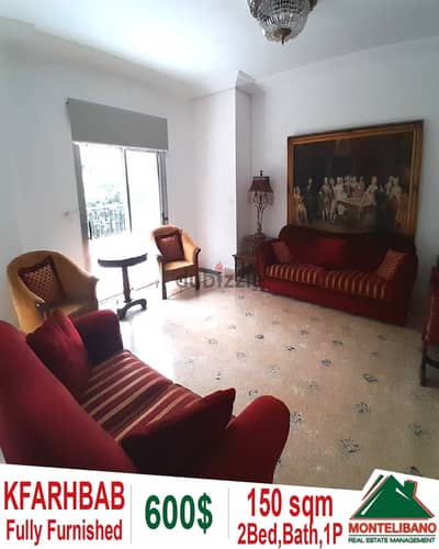 150 sqm fully furnished apartment for rent in Kfarhbab!!