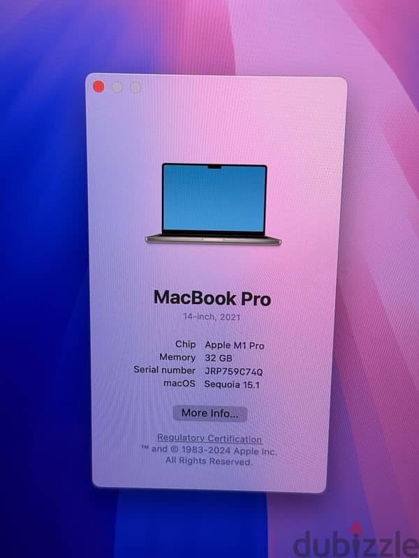 Macbook Pro M1 Pro 1TB ssd 32gb Ram 3