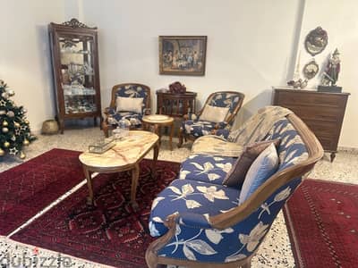 Elegant Sofa Set with Marble Tables Excellent Condition