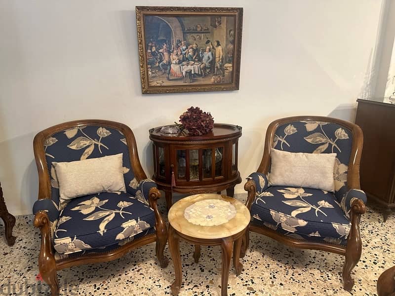 Elegant Sofa Set with Marble Tables Excellent Condition 3