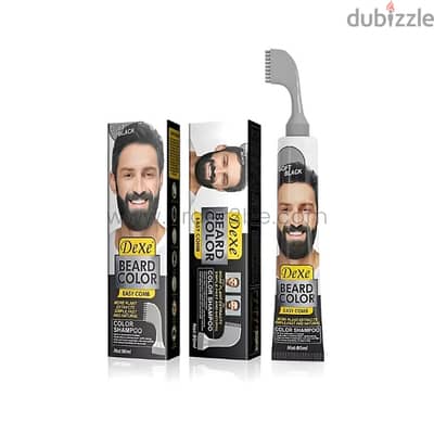 DeXe Beard & Moustache Premium Dye Color Shampoo w/ Brush