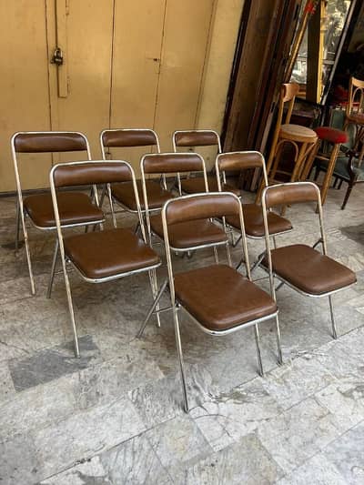 vintage chair crome 1970's كراسي عدد 8  كروم و جلد اصلي خارقين النضافة