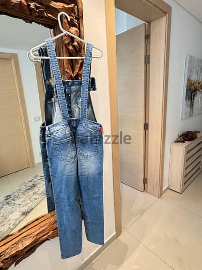 periscope denim jumpsuit open back, size s-m