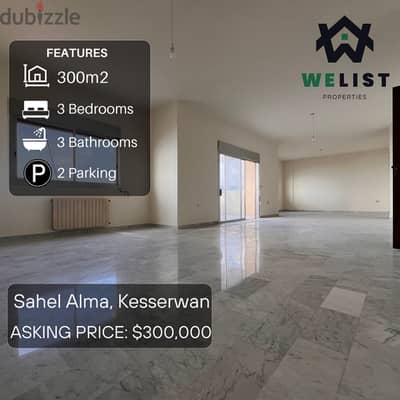 300sqm Apartment for sale in Sahel Alma - Jounieh  REF: MA25JSSA300300