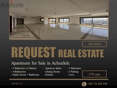 Apartment 270 sqm for Sale in Achrafieh شقة ٢٧٠ متر للبيع في الأشرفية