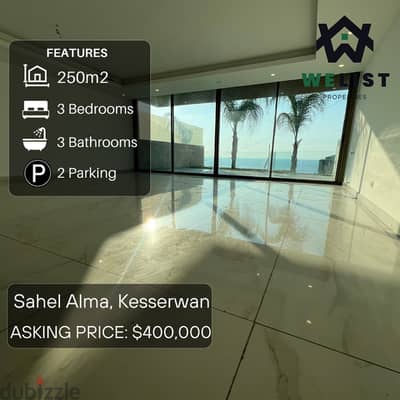 250sqm Apartment for sale in Sahel Alma - Jounieh  REF: MA25JSSA250400