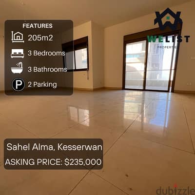 205sqm Apartment for sale in Sahel Alma - Jounieh  REF: MA25JSSA205235