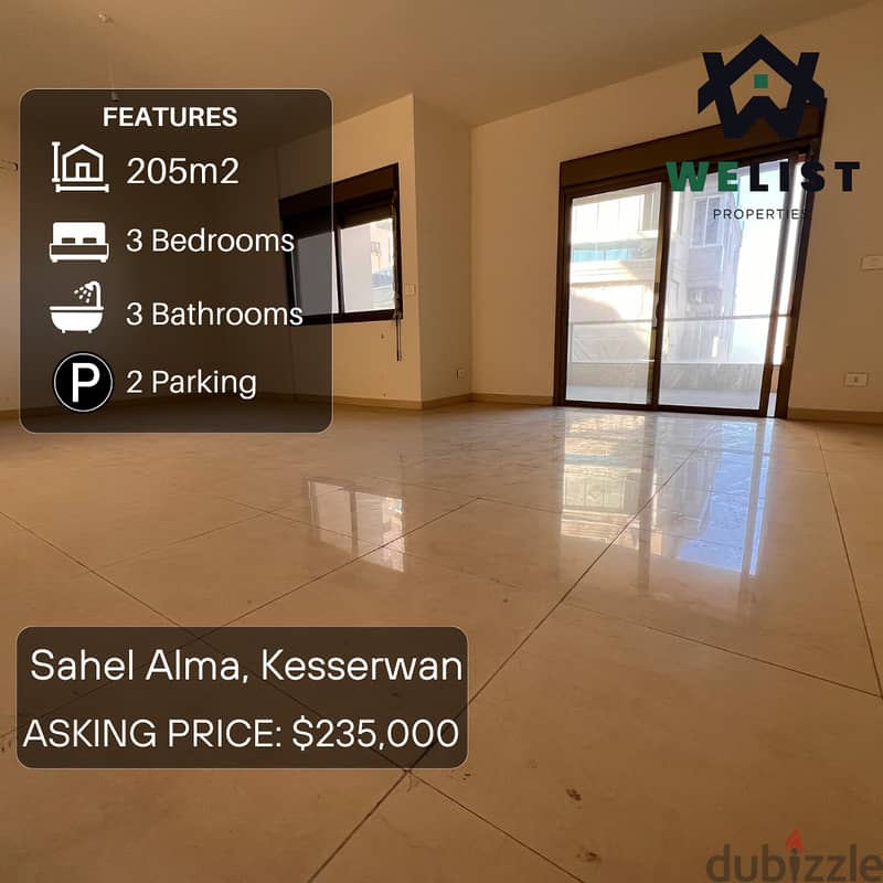 205sqm Apartment for sale in Sahel Alma - Jounieh  REF: MA25JSSA205235 0