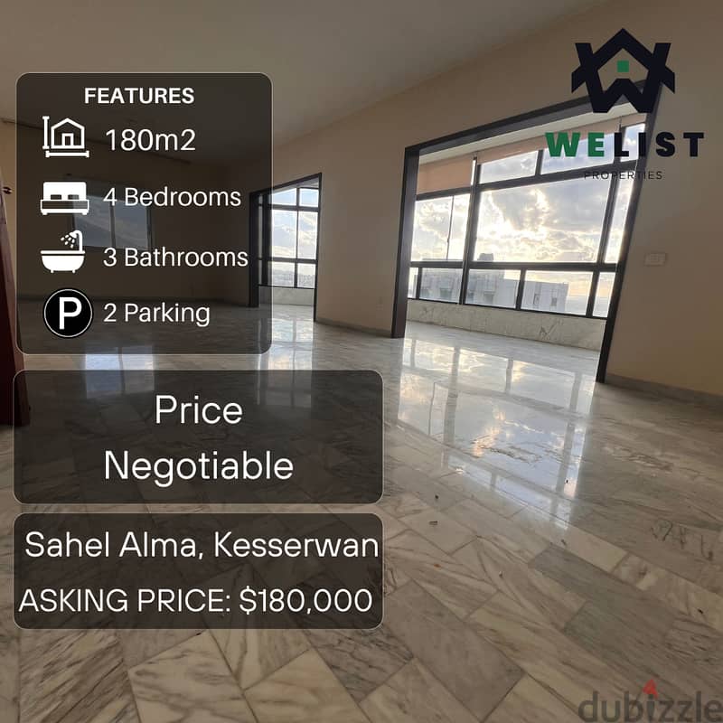 180sqm Apartment for sale in Sahel Alma - Jounieh  REF: MA25FSSA180180 0