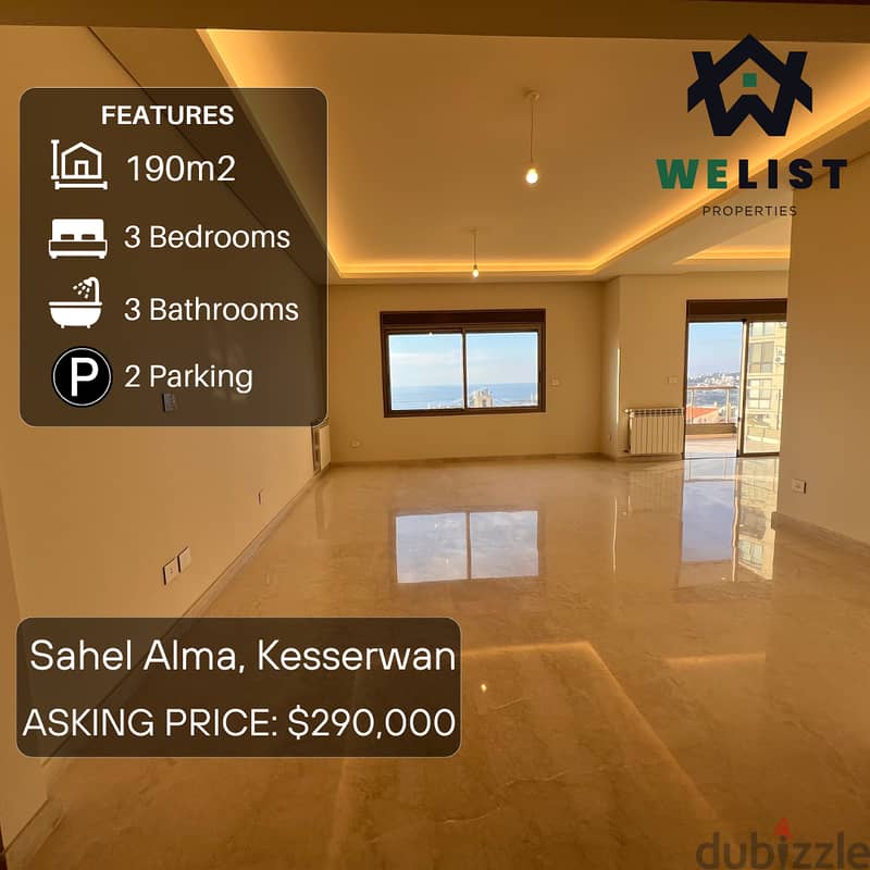 190sqm Apartment for sale in Sahel Alma - Jounieh  REF: MA25MSSA190290 0