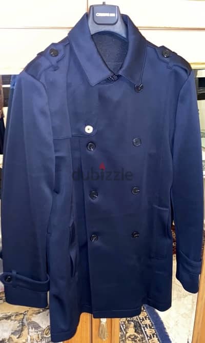 Zara Navy Blue Mini Jacket Size L fits XL New Condition