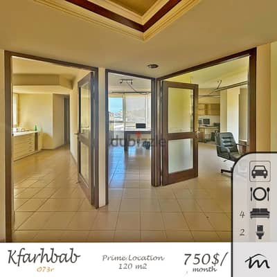 Kfarehbab | 120m² Office | Prime Location | 4 Rooms | Mountain View