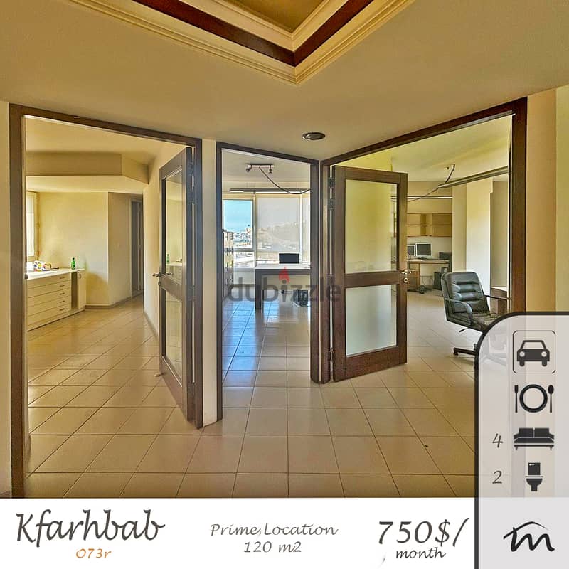 Kfarehbab | 120m² Office | Prime Location | 4 Rooms | Mountain View 0