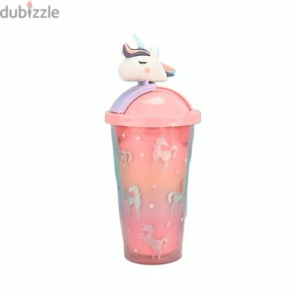 Unicorn Plastic Water Bottle With Straw 500 ml 3