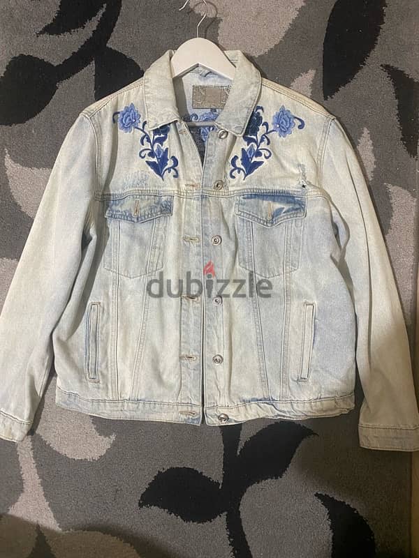 graphic denim jacket 0