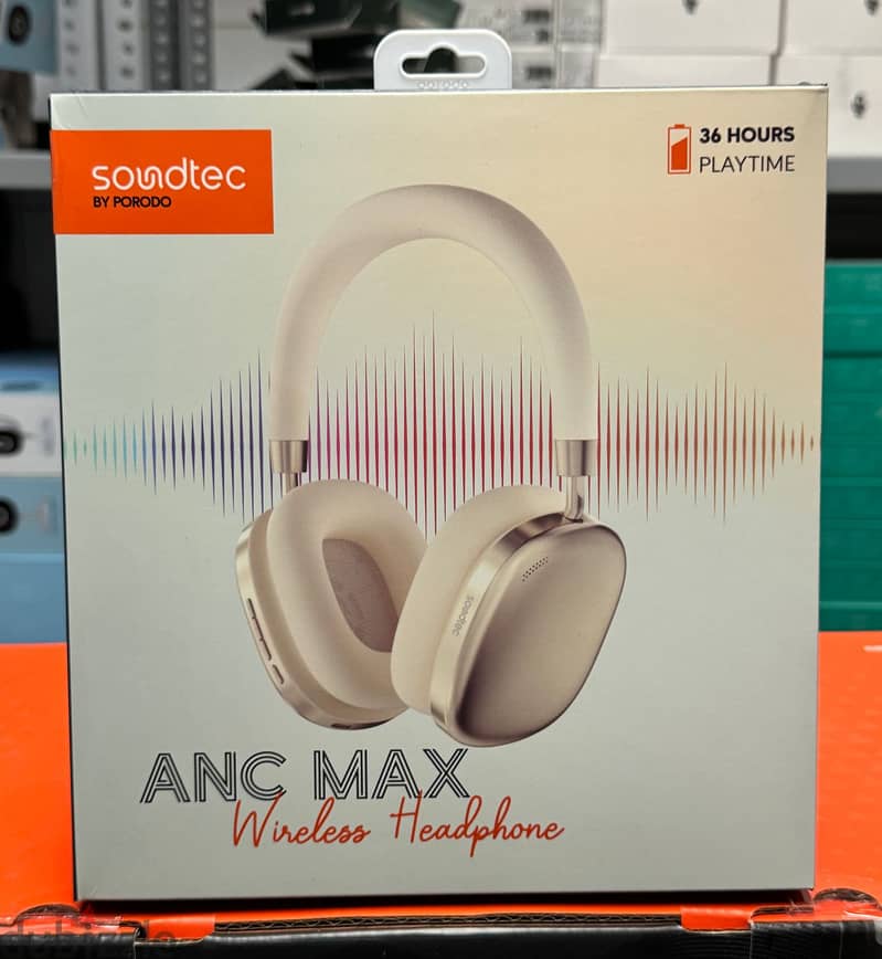 Porodo soundtec ANC Max Wireless Headphone gold Amazing & good offer 0