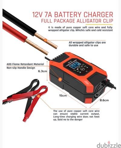 12V 7A 7-Stage Smart Battery Charger FBC1207D (L15 x W8.6 x H6.3)cm