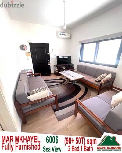 Fully Furnished 90 sqm apartment for rent in Mar Mkhayel with Sea view