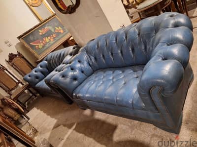 sofa two seaters chesterfield genuine leather buffalo