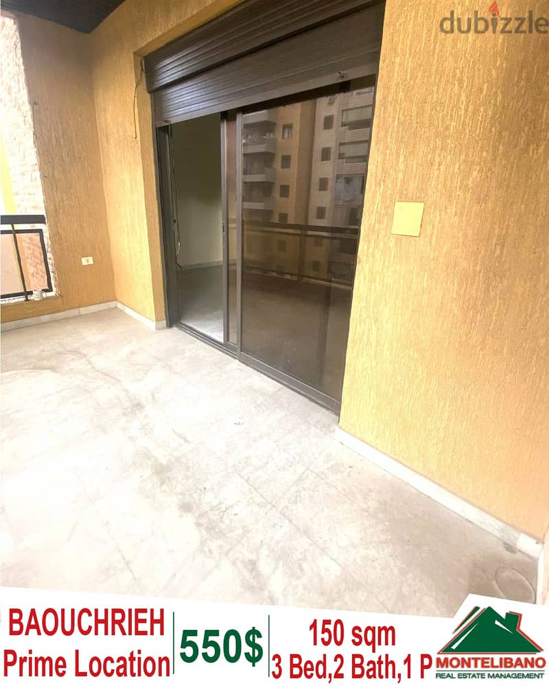 Prime Location 150 sqm apartment for rent in Baouchrieh with city view 0