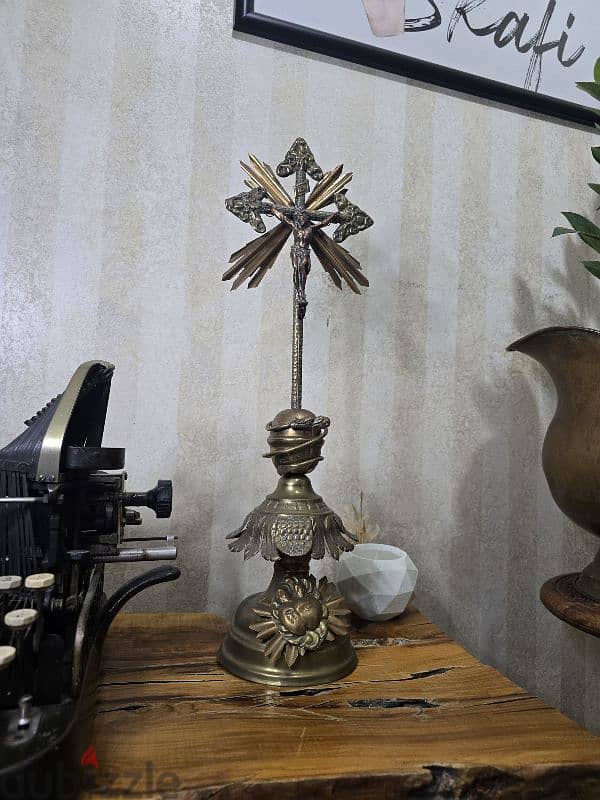 Antique Crucifix Cross Religious Bronze صليب انتيك 1