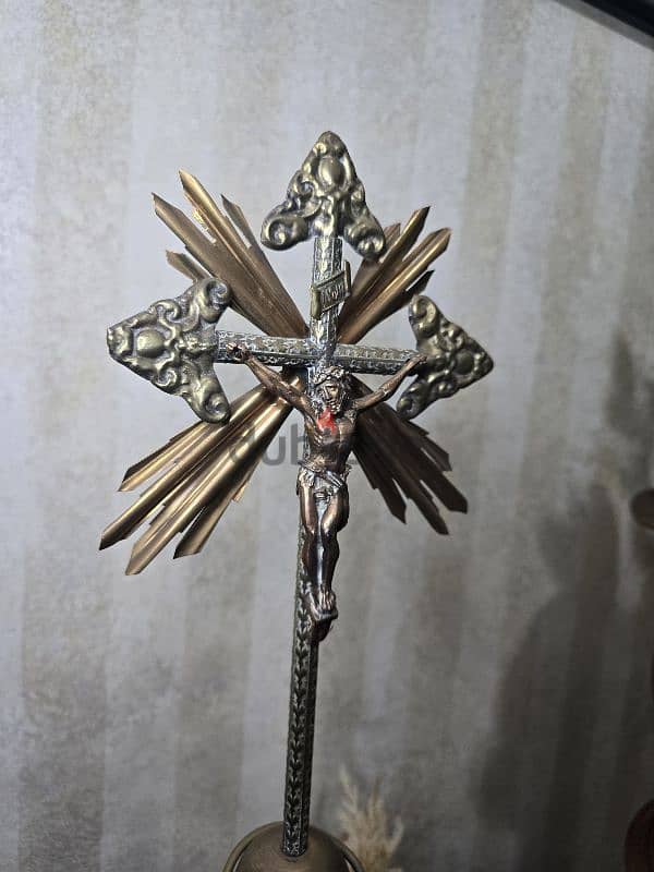 Antique Crucifix Cross Religious Bronze صليب انتيك 2